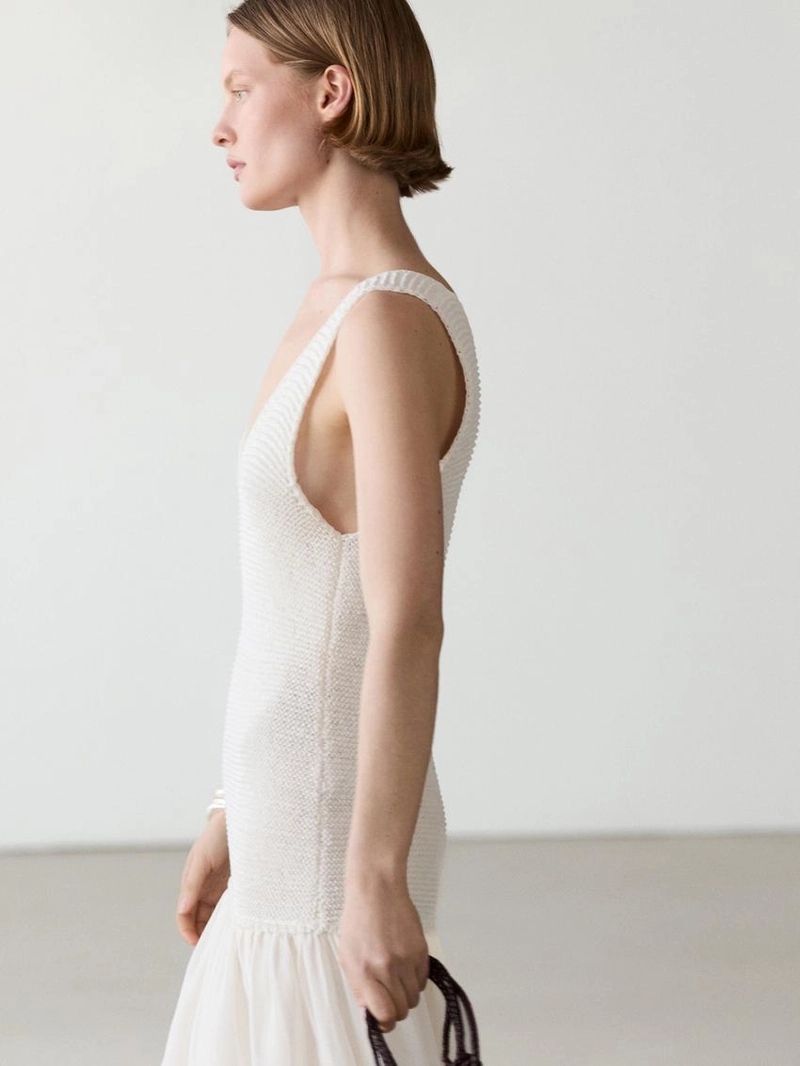 Длинное платье из микса льна