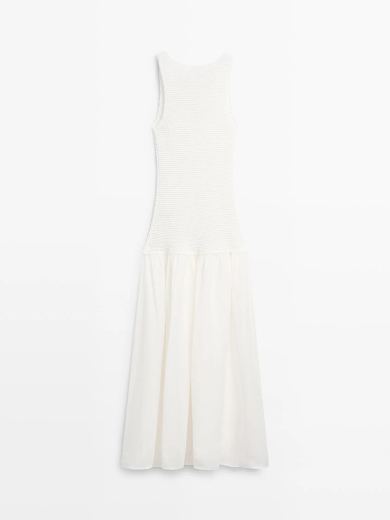 Длинное платье из микса льна