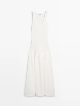 Длинное платье из микса льна- Заказать в России