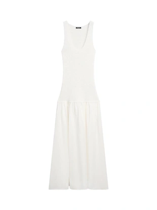 Длинное платье из микса льна- Заказать в России