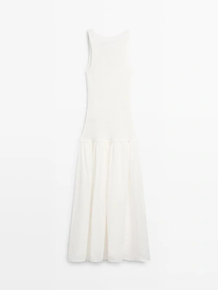 Длинное платье из микса льна- Заказать в России