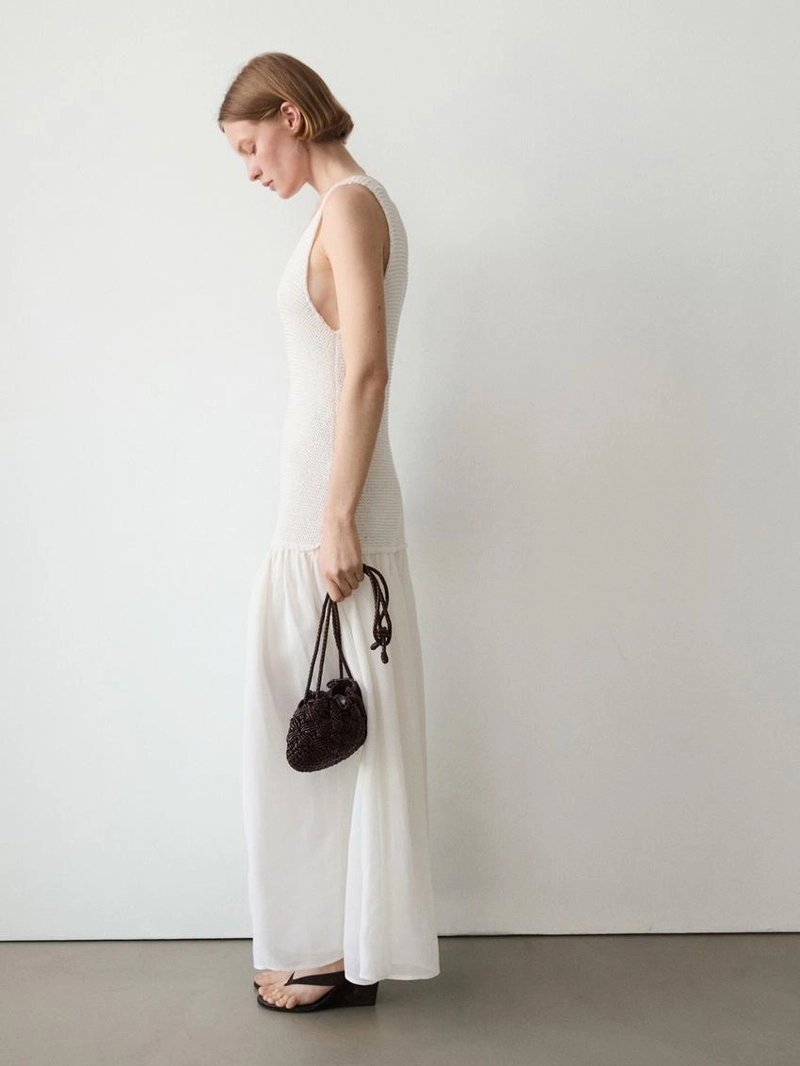 Длинное платье из микса льна