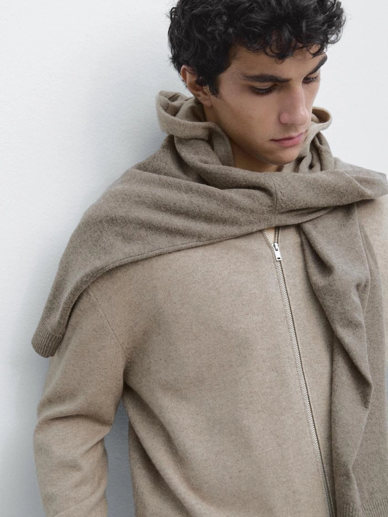 Кардиган из смесовой шерсти с капюшоном