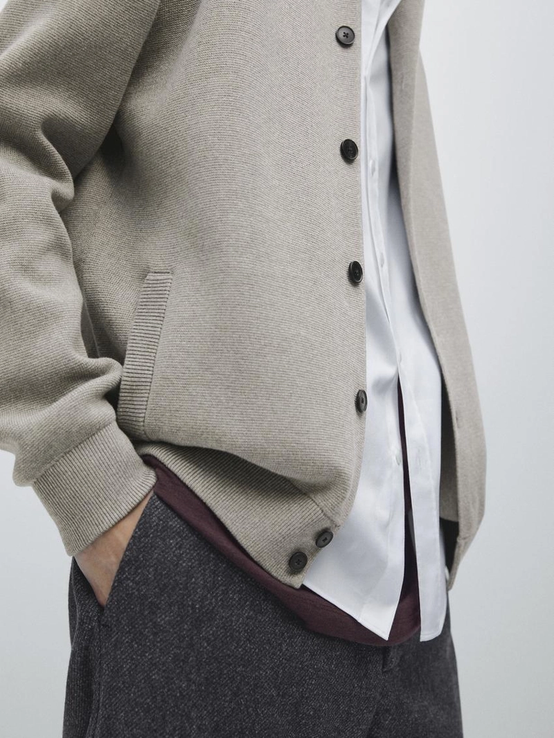 Кардиган из 100% хлопка с воротником-поло