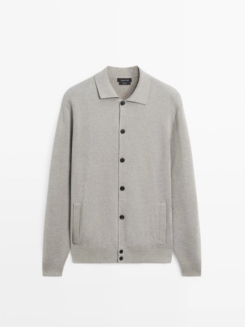 Кардиган из 100% хлопка с воротником-поло