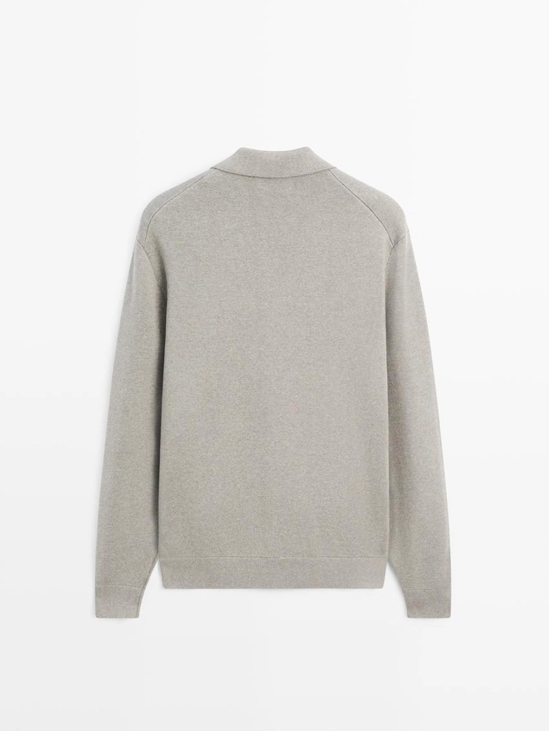 Кардиган из 100% хлопка с воротником-поло