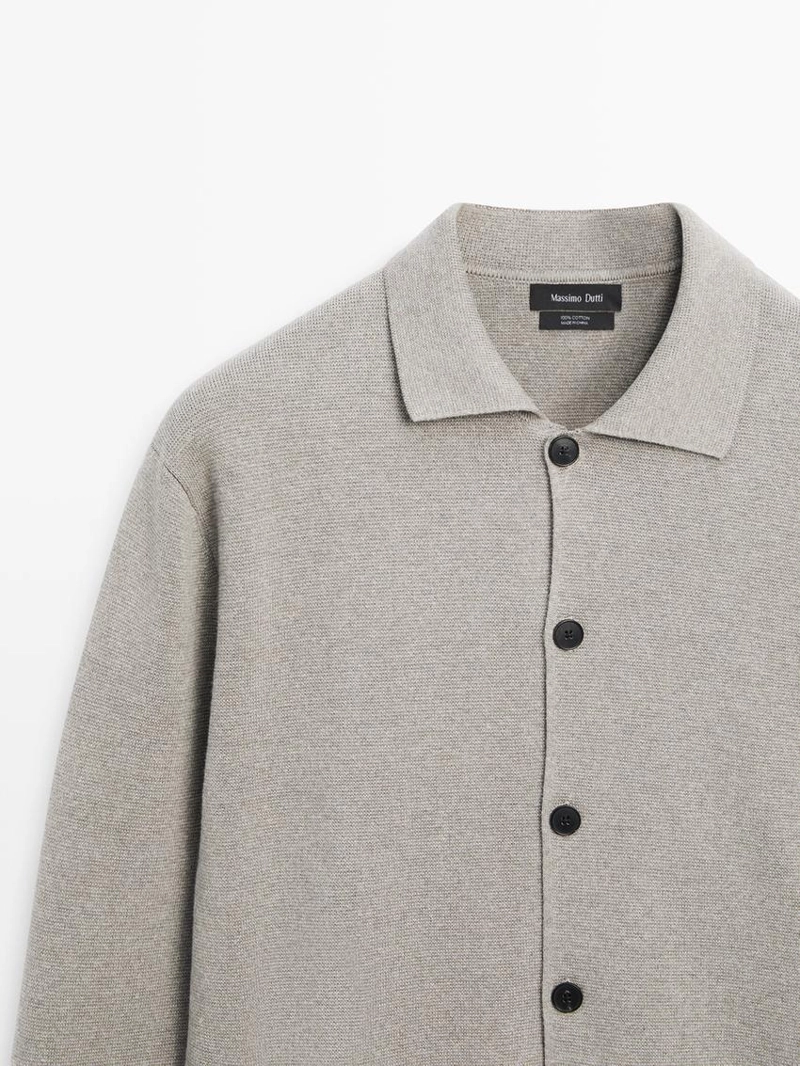 Кардиган из 100% хлопка с воротником-поло