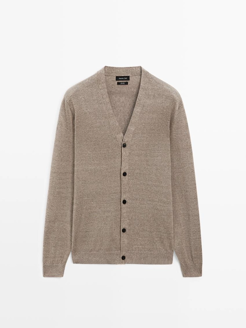 Кардиган из льняной пряжи с пуговицами