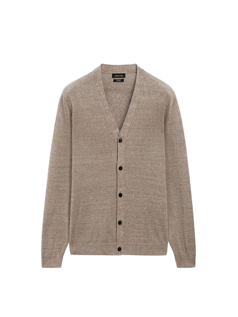 Кардиган из льняной пряжи с пуговицами