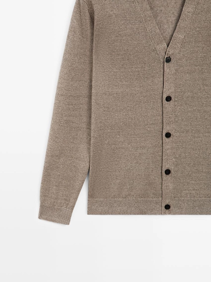 Кардиган из льняной пряжи с пуговицами