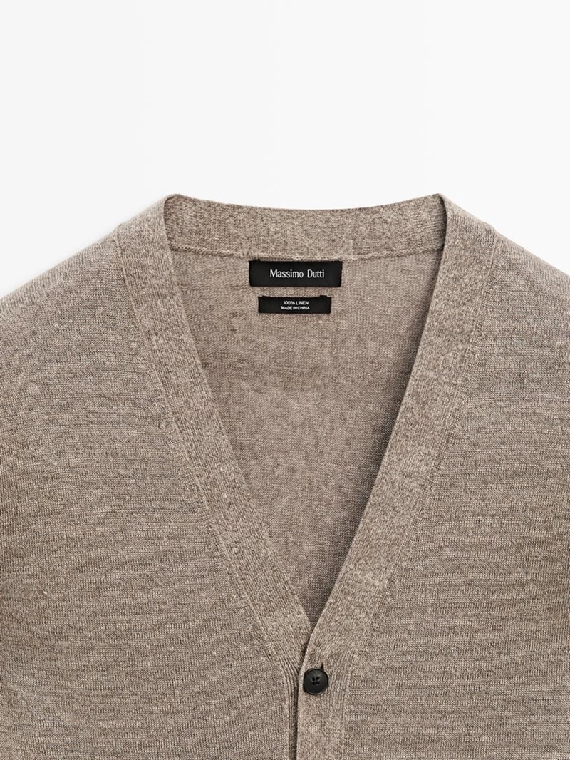 Кардиган из льняной пряжи с пуговицами