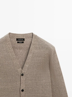 Кардиган из льняной пряжи с пуговицами- Заказать в России