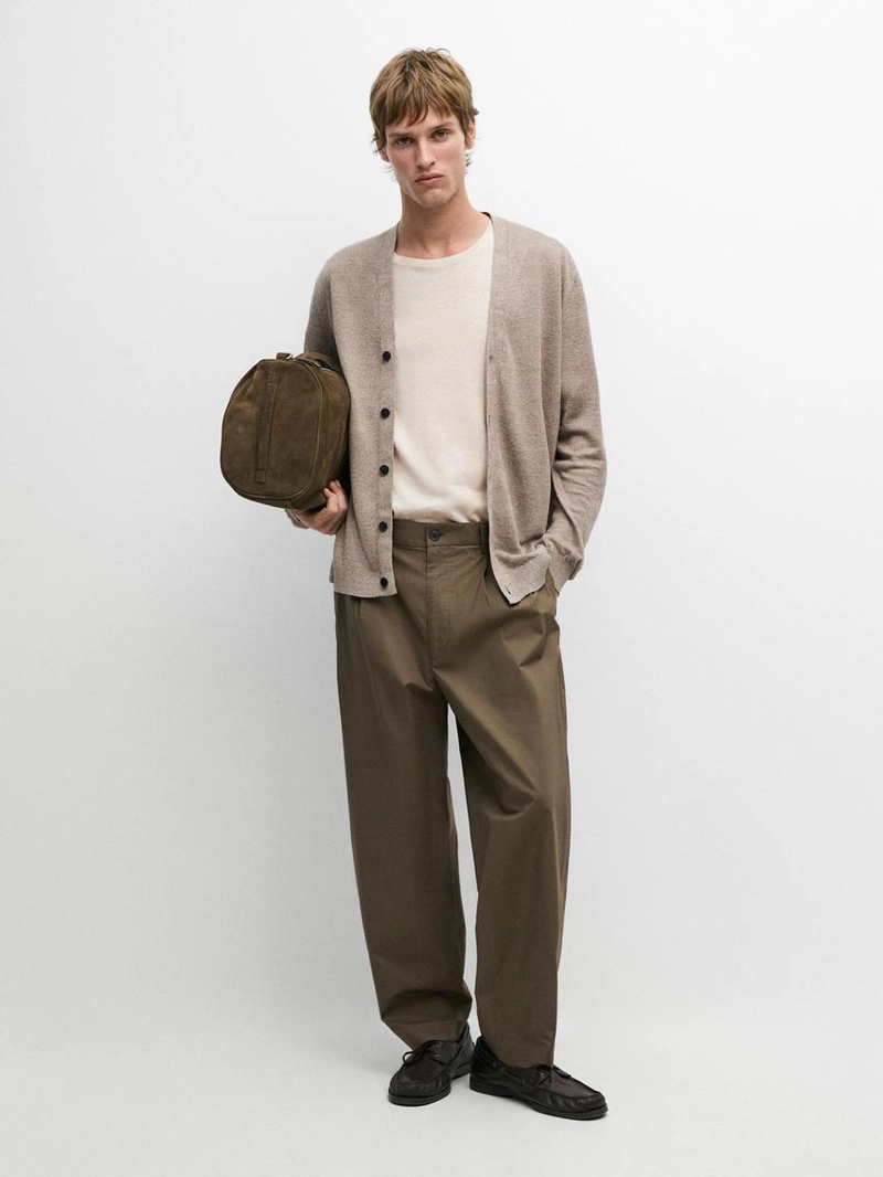 Кардиган из льняной пряжи с пуговицами