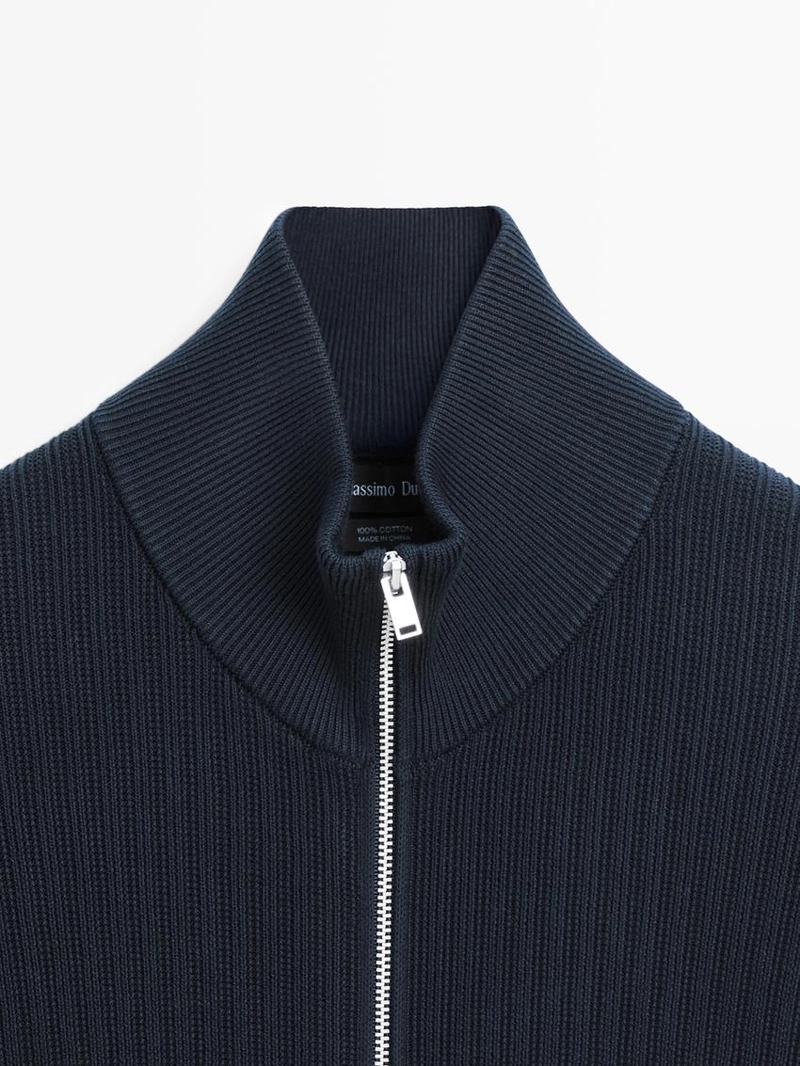 Кардиган из хлопкового вязаного полотна с молнией