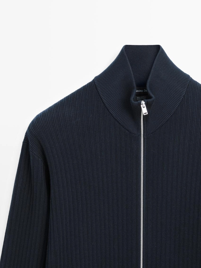 Кардиган из хлопкового вязаного полотна с молнией