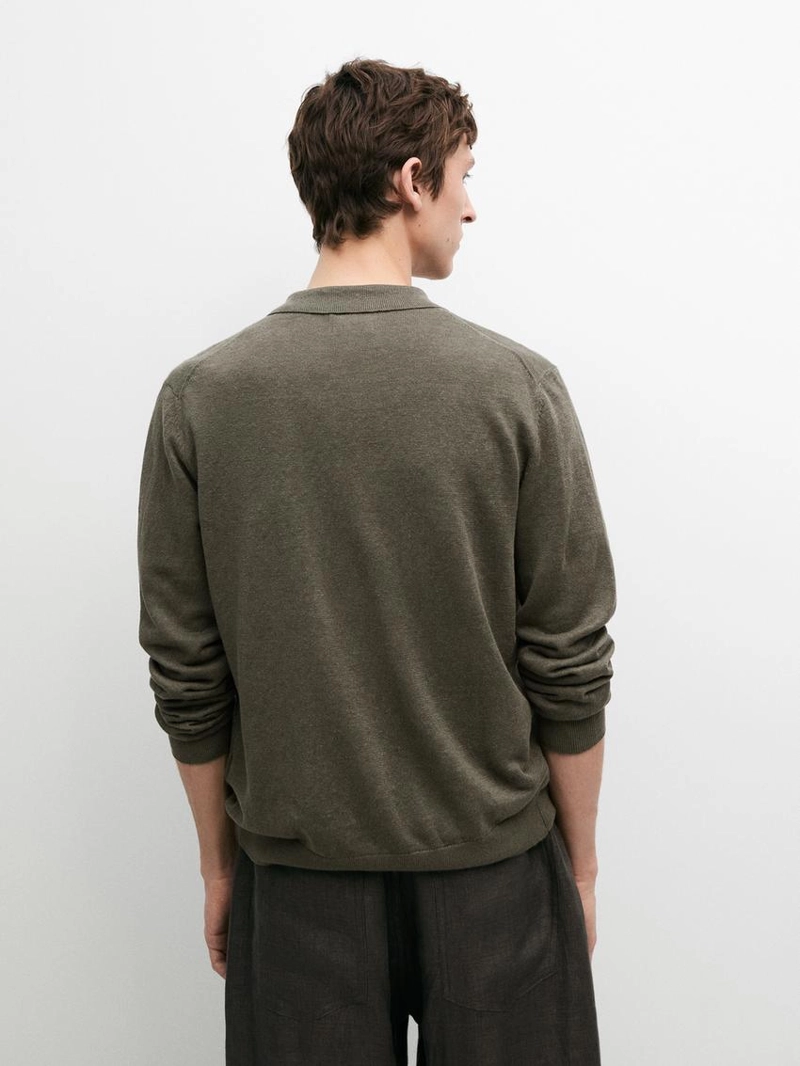 Кардиган из льняного трикотажа с пуговицами