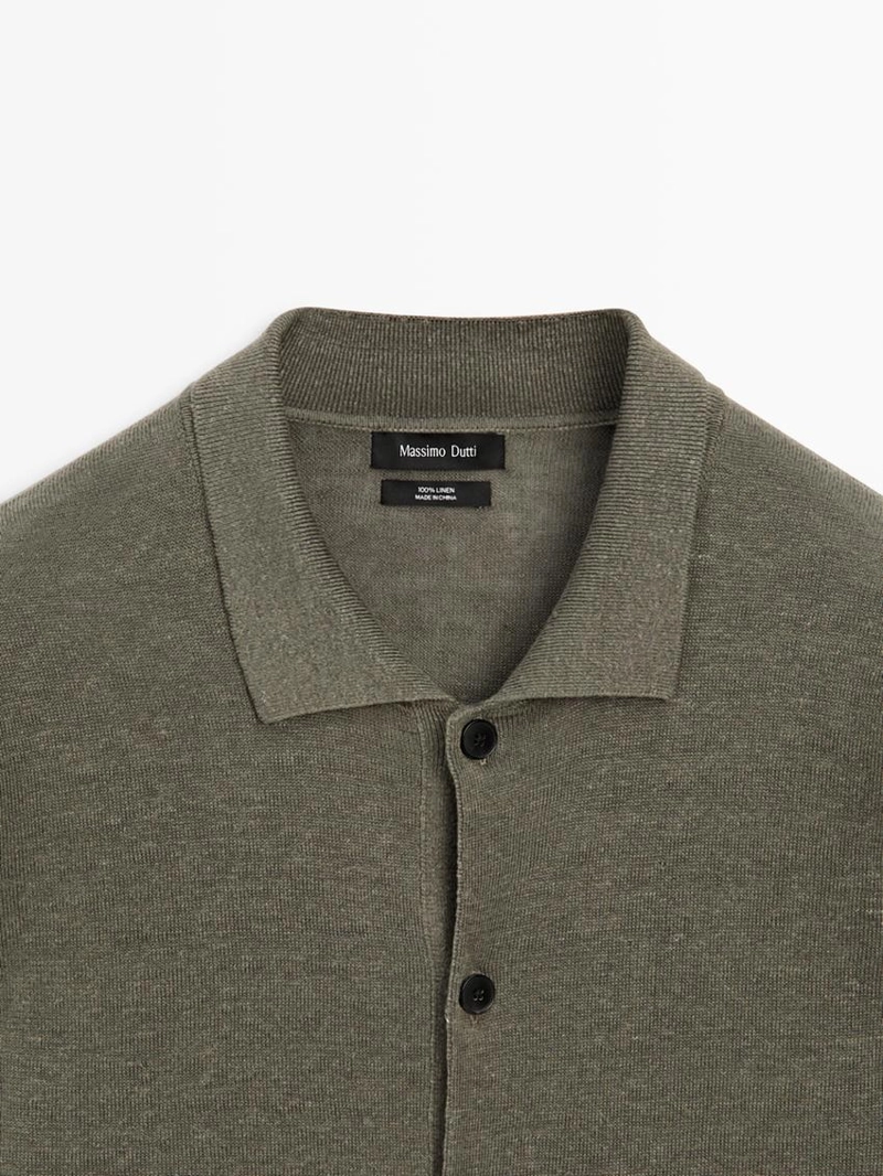 Кардиган из льняного трикотажа с пуговицами