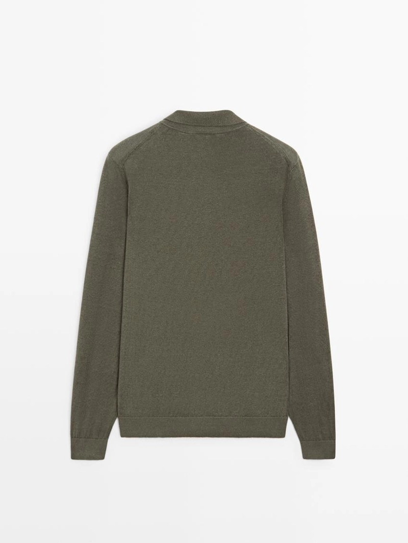 Кардиган из льняного трикотажа с пуговицами