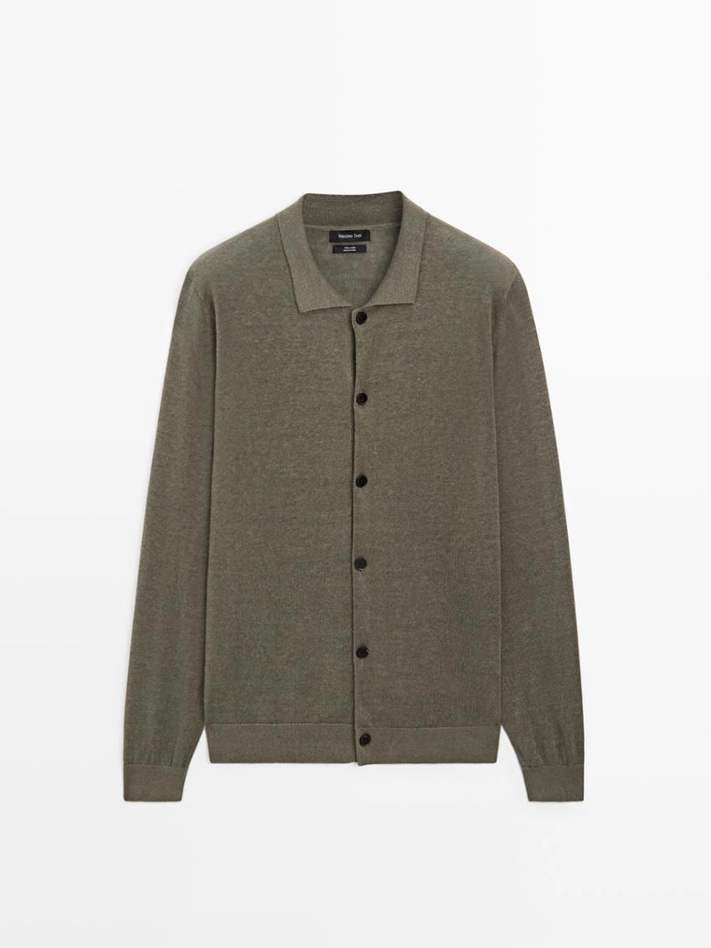 Кардиган из льняного трикотажа с пуговицами