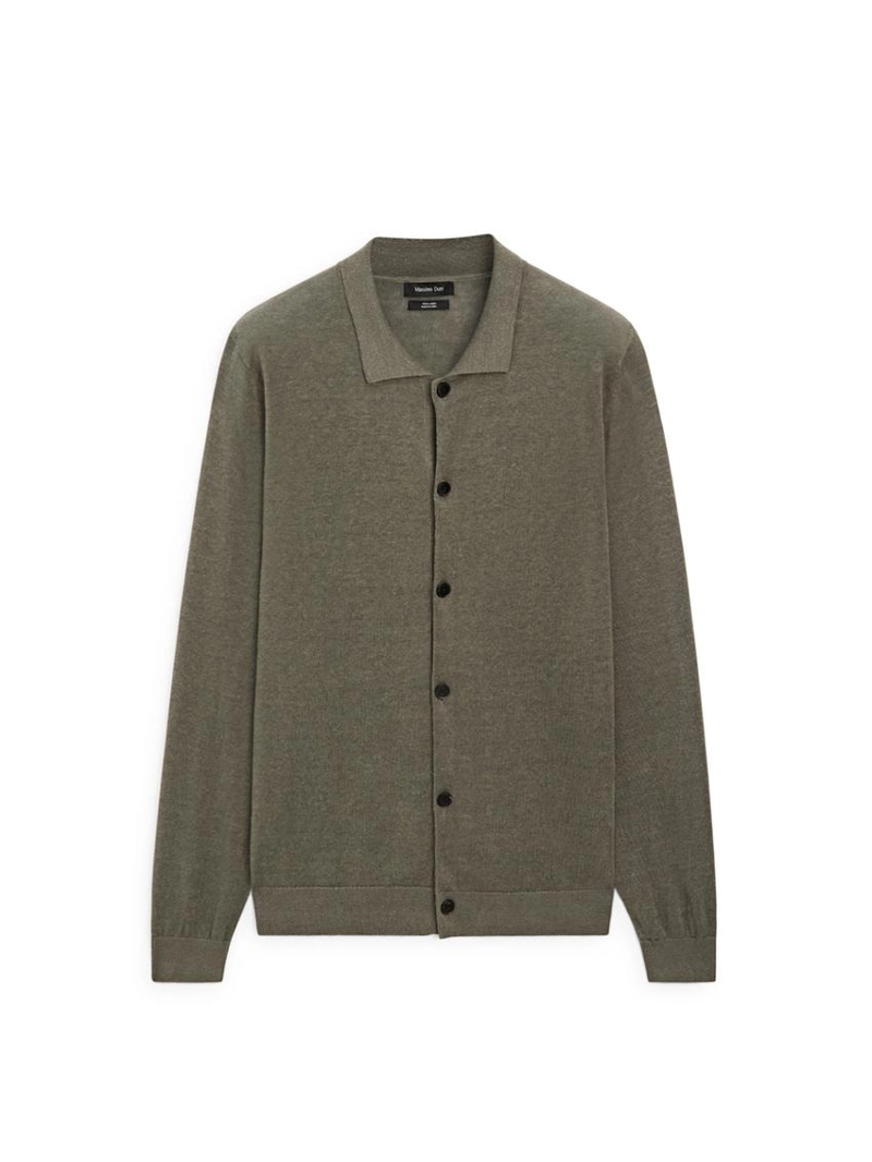 Кардиган из льняного трикотажа с пуговицами