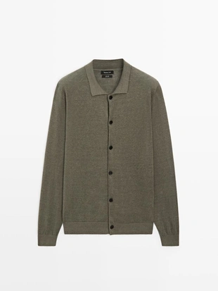 Кардиган из льняного трикотажа с пуговицами- Заказать в России