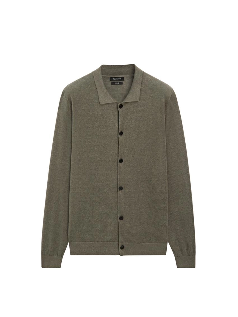 Кардиган из льняного трикотажа с пуговицами