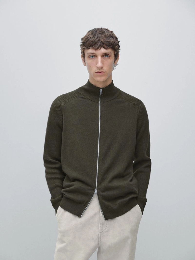 Кардиган из хлопкового смесового трикотажа с рукавами реглан