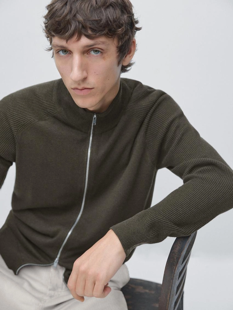 Кардиган из хлопкового смесового трикотажа с рукавами реглан