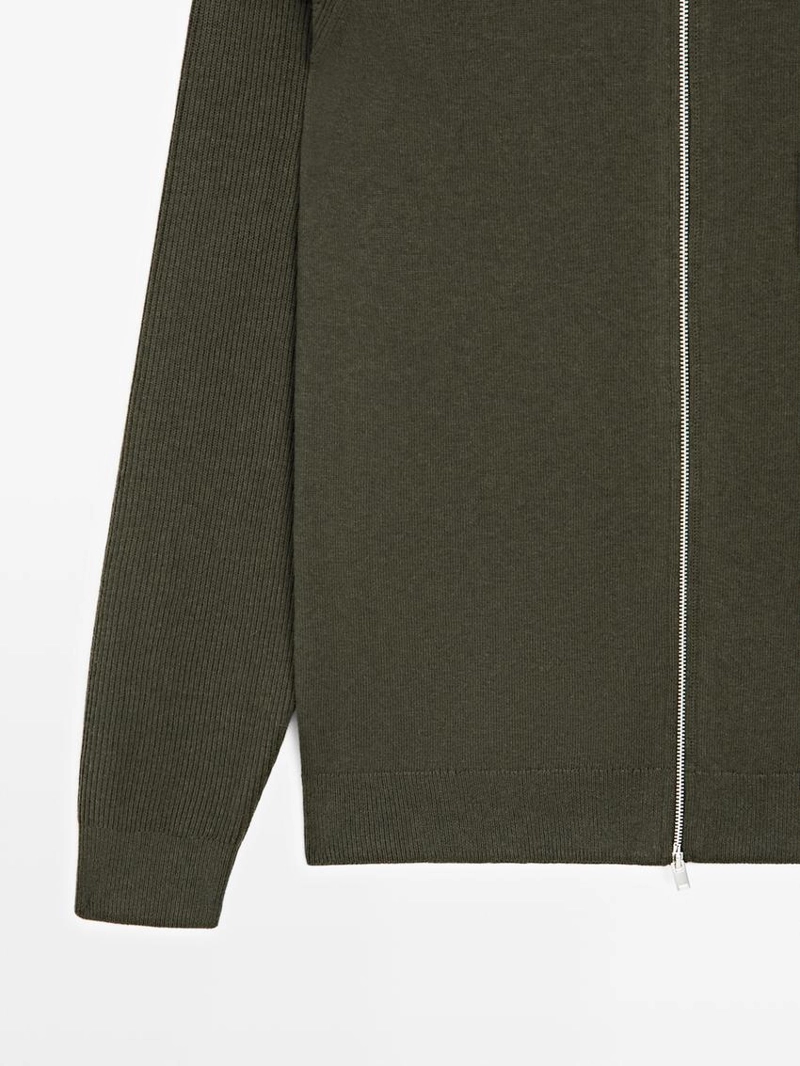 Кардиган из хлопкового смесового трикотажа с рукавами реглан