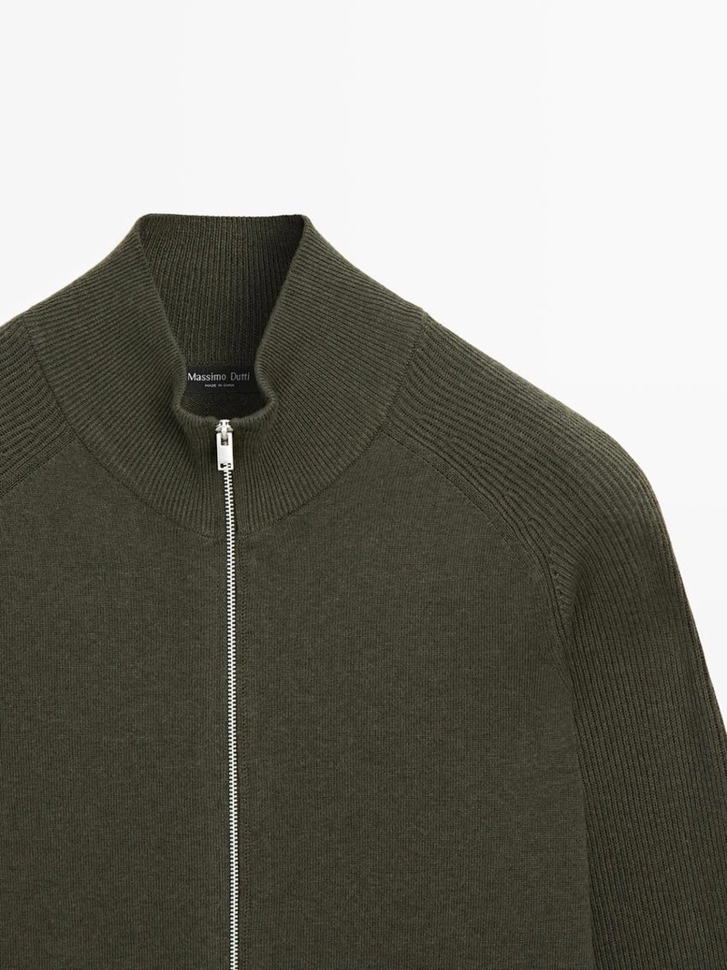 Кардиган из хлопкового смесового трикотажа с рукавами реглан