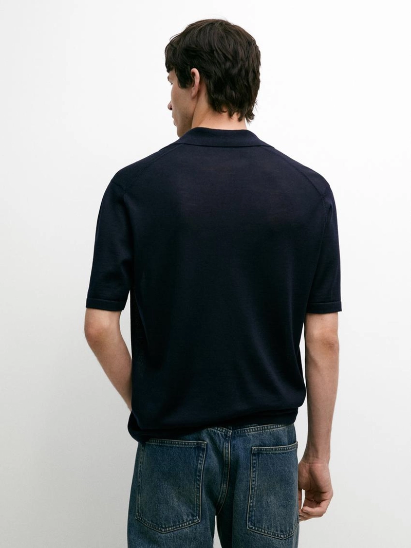 Водолазка-поло с v-образным вырезом из вязаного полотна