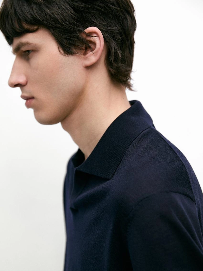 Водолазка-поло с v-образным вырезом из вязаного полотна