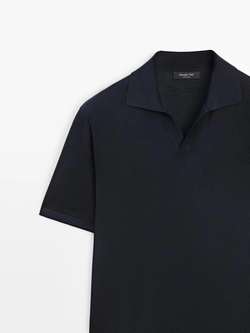 Водолазка-поло с v-образным вырезом из вязаного полотна