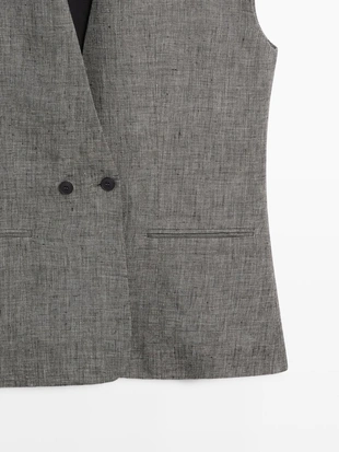 Льняной жилет с выраженными плечами- Заказать в России