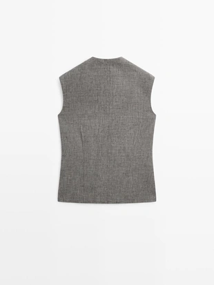 Льняной жилет с выраженными плечами- Заказать в России