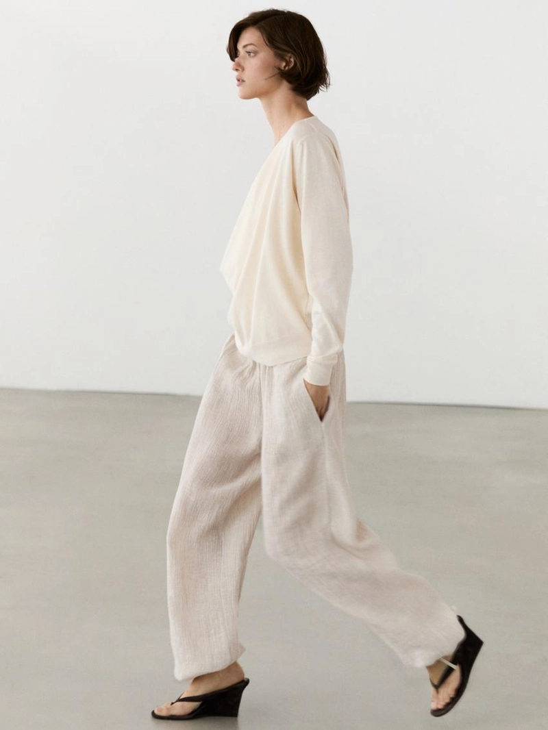 Трикотажный свитер из хлопкового смесового волокна с воротником-хомутом