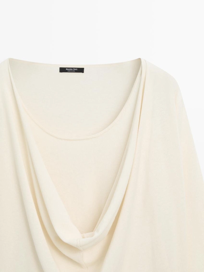 Трикотажный свитер из хлопкового смесового волокна с воротником-хомутом