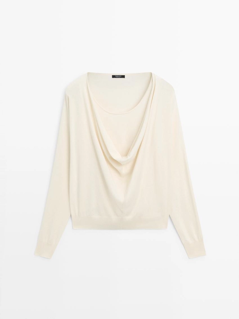 Трикотажный свитер из хлопкового смесового волокна с воротником-хомутом