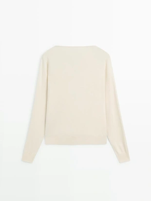 Трикотажный свитер из хлопкового смесового волокна с воротником-хомутом- Заказать в России