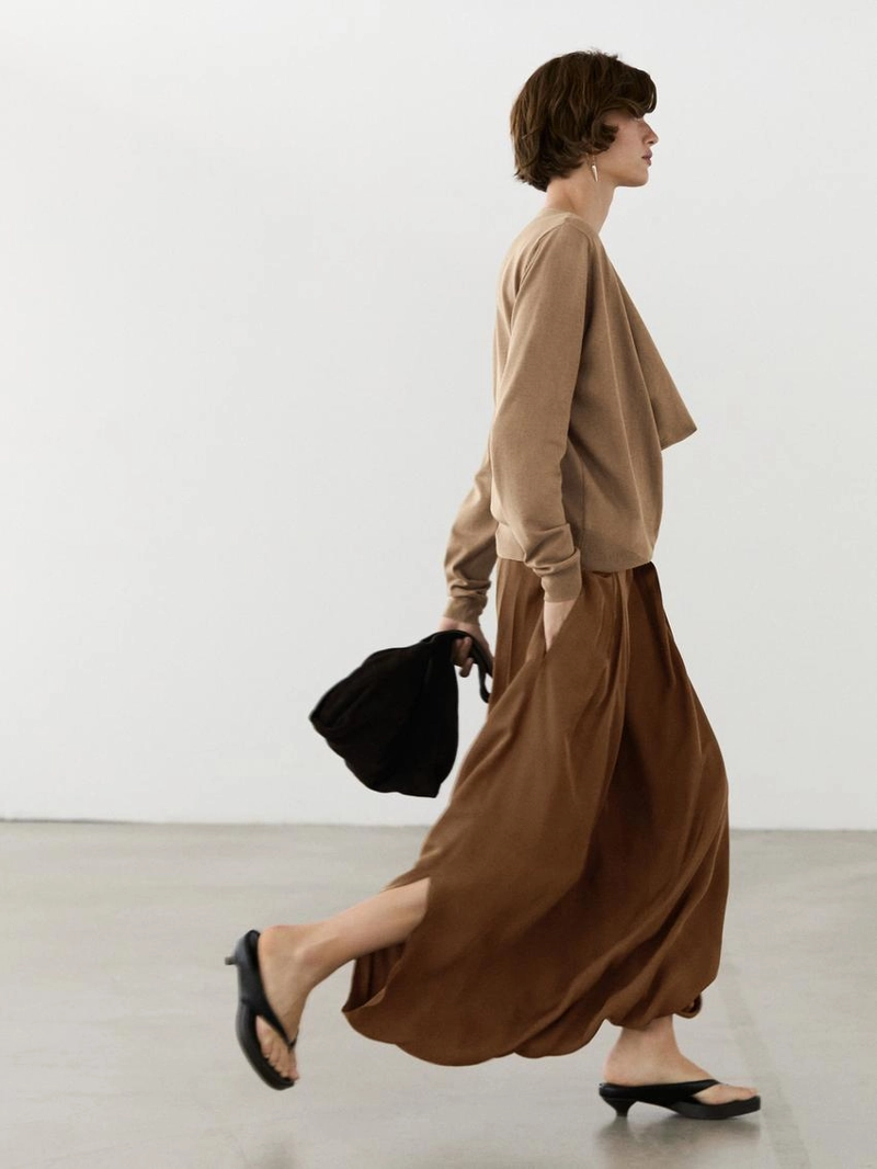 Вязанный свитер из хлопкового смесового волокна с воротником хомутом