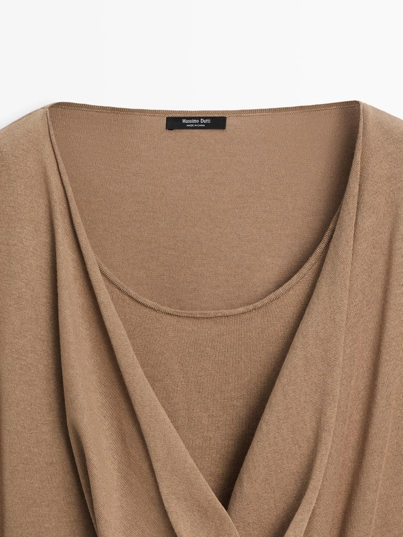 Вязанный свитер из хлопкового смесового волокна с воротником хомутом