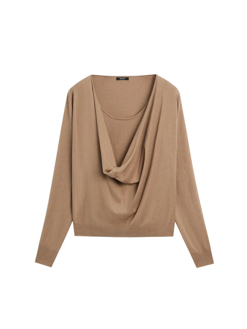 Вязанный свитер из хлопкового смесового волокна с воротником хомутом