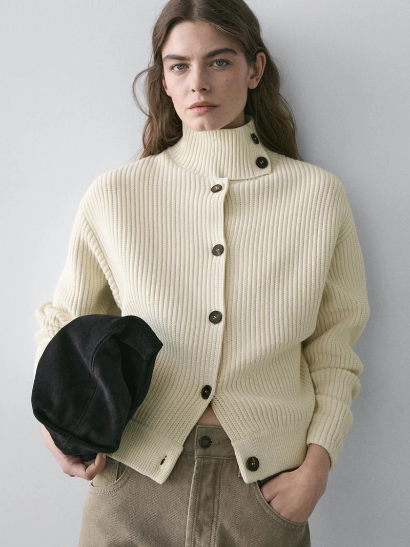 Кардиган с высоким воротником из хлопка