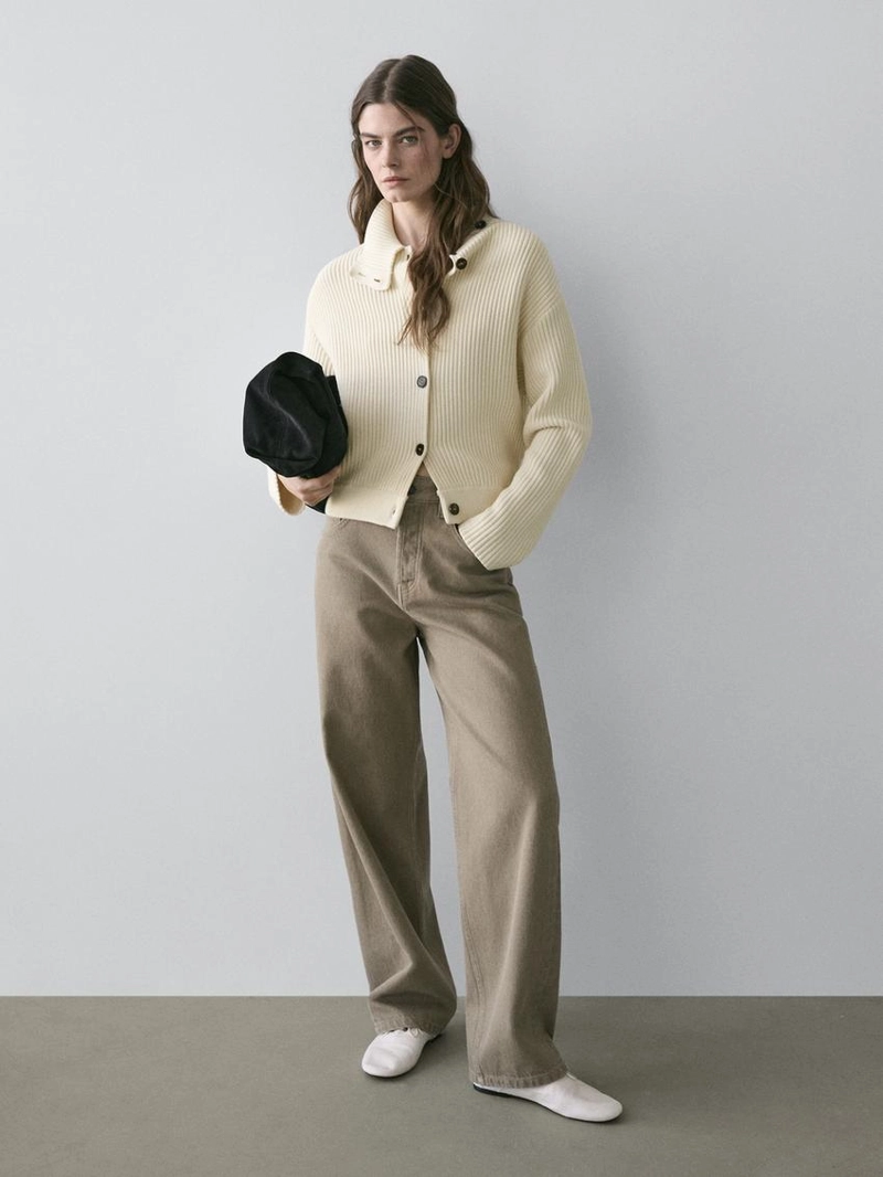 Кардиган с высоким воротником из хлопка