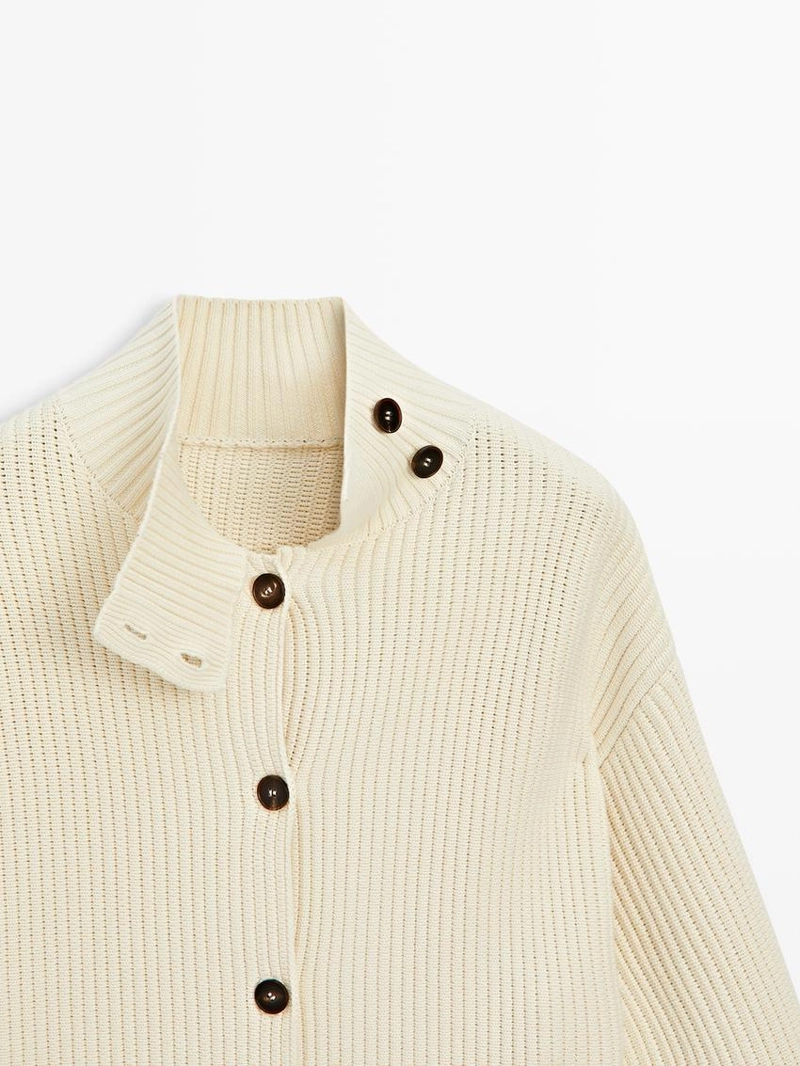 Кардиган с высоким воротником из хлопка