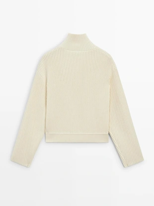 Кардиган с высоким воротником из хлопка- Заказать в России