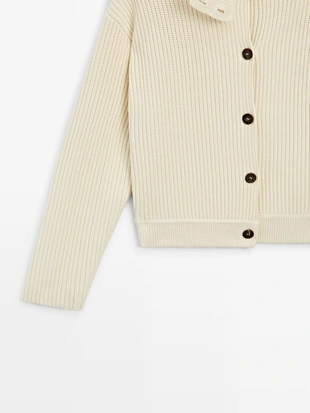 Кардиган с высоким воротником из хлопка- Заказать в России