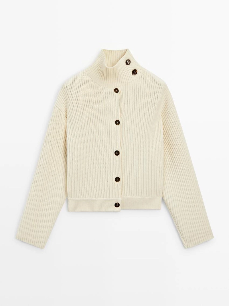 Кардиган с высоким воротником из хлопка