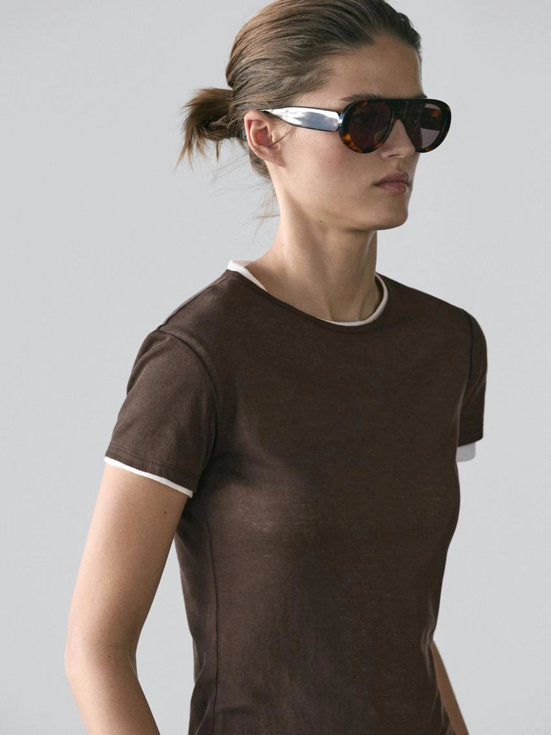 Футболка с коротким рукавом с двойной отделкой