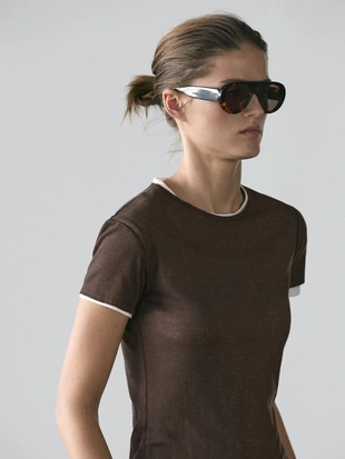 Футболка с коротким рукавом с двойной отделкой- Заказать в России